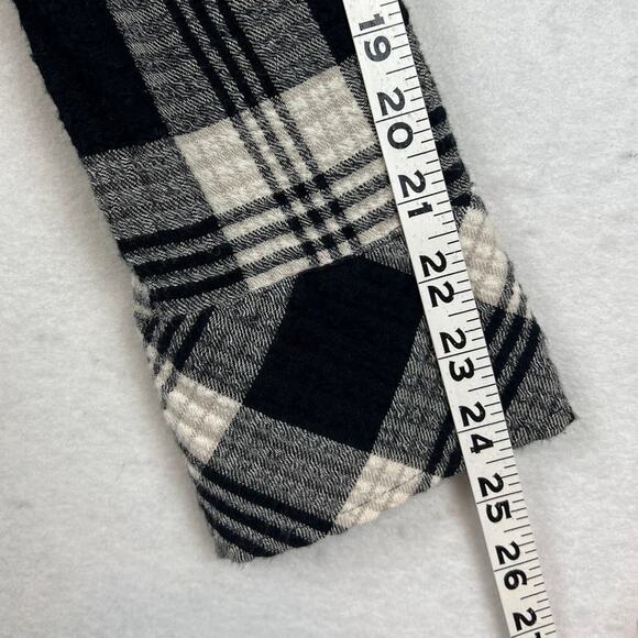 Anthropologie Flannel Shirt Black Off White Plaid Size S Fall Winter Layering - Picture 6 of 9
